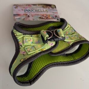 BNWT fouFIT Poochella Collection XS Dog Harness - lime w/ flamingos/pineapples